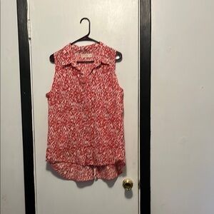 Faded Glory Red Button Down Sleeveless Blouse